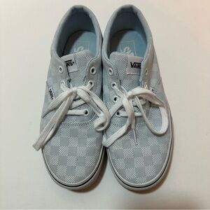 Vans Sky Blue Checkered Sneakers with White Accents